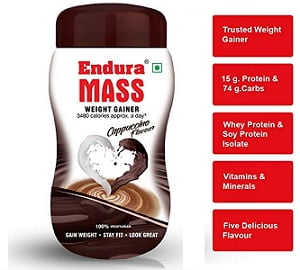 Endura Mass Weight Gainer (Cappuccino) -500g worth Rs.625 for Rs.490 @ Amazon