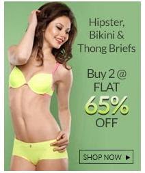 Get 65% Off on Purchase of 2 or more Women’s Hipster, Bikni / Thong Brief at Zivame