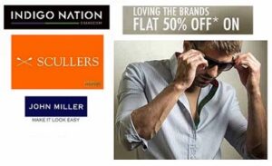 Flat 50% Off on Mens Apparel Brand: Scullers, Indigo Nation, John Miller