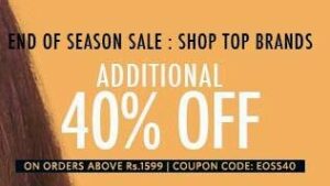 Happy Hour Sale: Top Brand Clothing / Footwear & Accessories Up to 70% Off + Extra 40% Off  @ Myntra