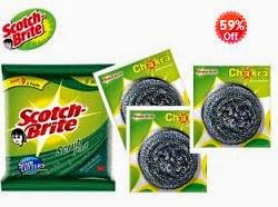 Jaw Dropping Deal: Scotch Brite Combo- 3pc Set Green Pad & 3pc Steel Chakra worth Rs.120 for Rs.83 Only