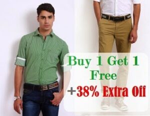 Buy 1 Get 1 Free Offer + Extra 38% Off on Trousers & Shirts