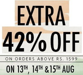 Independence Day Offer: Flat 42% Extra Off on Purchase of Clothing, Footwear & Accessories