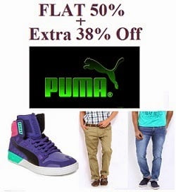 PUMA Clothing, Footwear & Accessories - FLAT 50% Off + Extra 38% Off