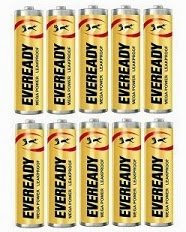 Shopclues Jaw Dropping Deal: Eveready Heavy Duty AA Battery (Pack of 10) worth Rs.110 for Rs.63 Only