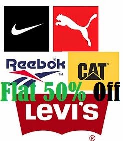 LEVIS, CAT, NIKE, PUMA, REEBOK Shoes & Clothing - Minimum 50% Off