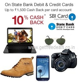 SBI Credit / Debit Card: Get 10% Cashback over & above running Offers