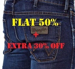 Wrangler Jeans: Flat 50% Off + Extra 30% Off on Men’s Jeans @ Amazon (Limited Period Offer)