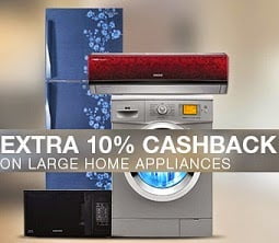 Extra 10% instant Cashback on Large Appliances (Washing Machine | Refrigerator | Microwave Oven | Air Conditioner)
