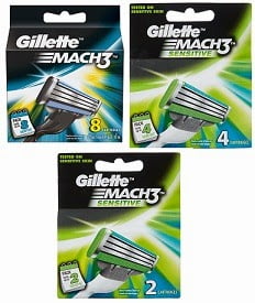 Gillette Mach3 Refill – 8 Count for Rs.480 | Gillette Mach3 Sensitive Blades – 4 Cartridges for Rs.400 | Gillette Mach3 Sensitive Refill – 2 Count for Rs.210