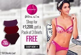 Enamor Women’s Inner Wear: Shop worth Rs.1200 or more and Get Pack of 3 Briefs worth Rs.395 for FREE