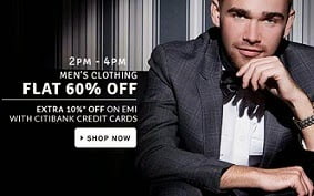 Great Offer: Flat 60% Off on Men’s Clothing @ Flipkart (Limited time Deal)