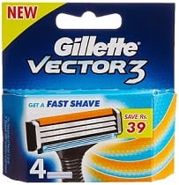 Gillette Vector 3 (Pack of 4 Cartridges) for Rs.127 @ Flipkart