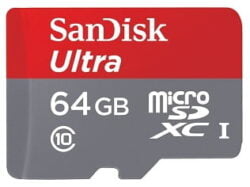 SanDisk Ultra 64 GB MicroSDHC Class 10 98 MB/s Memory Card