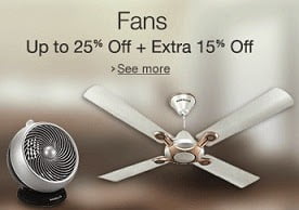 Ceiling, Table Fan, Wall Fan, Exhaust Fan: Up to 70% Off + Extra 15% Off @ Amazon