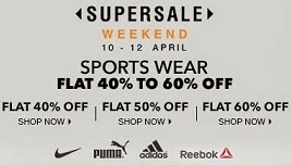 Amazon Super Weekend Sale: Flat 40% to 60% Off on Men's / Women's Sports Wear (Puma, Nike, Adidas, Reebok)