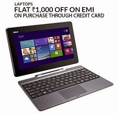 Buy Laptops on EMI with Credit Card & Get Extra Discount @ Flipkart + more Offers on select Models