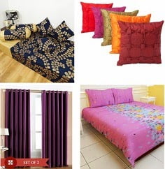 Home Furnishing (Bed Sheets, Comforter, Cushions, Pillow, Curtains, Bath Linen, Diwan Sets, Carpets) - Up to 90% Off
