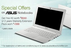 Buy a Asus Laptop with 4th Gen Intel Core Processor & Get a KIT worth Rs.8550 & 2 Yrs Extra Warranty for Rs.890
