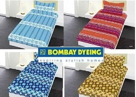 Flat 50% Off on Bombay Dyeing 100% Cotton Single Bedsheets with Pillow Cover