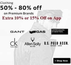 Min 50% – 80% Off on Premium Brands Men’s Clothing @ Flipkart