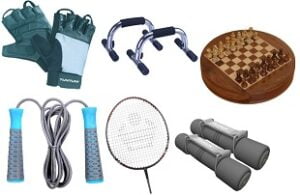 Sports & Fitness Gear - Min 50% Off on (Badminton Racquet, Pushup Bar, Weight Dumbell, Gym Ball, Cricekt Bats & more)