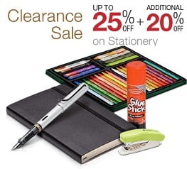 Clearance Sale on Stationary Items: Upto 25% Off