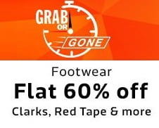Flat 60% Off on Men’s Shoes (Red Tape, Arrow, Florsheim, Clarks) @ Flipkart