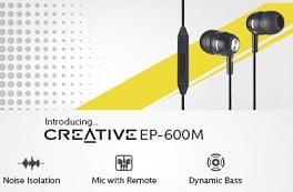 Creative EP-600M In Ear Earphones with Mic worth Rs.799 for Rs.525