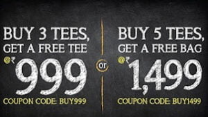 T Shirts – Buy 4 for Rs.999 OR Buy 5 for Rs.1499 @ Amazon
