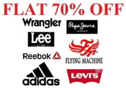 Flat 70% Off on Wrangler, Reebok, Pepe, Adidas, Flying Machine, Lee Mens Clothing