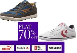 Flat 70% Off on Puma, Reebok, Converse, UCB Footwear @ Amazon