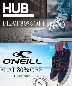 International Brand Men’s Shoes: Flat 80% Off on HUB Men’s Shoes | Flat 80% Off on Oneill Men’s Shoes @ Amazon