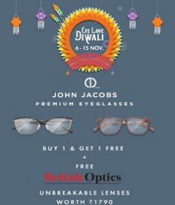 John Jacob Premium Eyeglasses – Buy 1 Get 1 Free @ Amazon