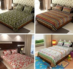 Flat 70% Off on Home Candy 100% Premium Cotton Double Bedsheets