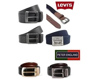Flat 40% Off on Levi's Men's Leather Casual Belts | Flat 49% Off on Peter England Formal Belts