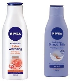 Nivea Body Extra Whitening Body Lotion 200ml for Rs.185 | Nivea Smooth Milk Body Lotion 200ml for Rs.158