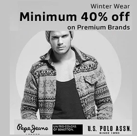 Min 40% Off on Premium Brands Mens Winter Wear