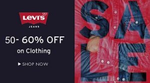 Levis Men & Women Clothing - Flat 50% to 60% Off