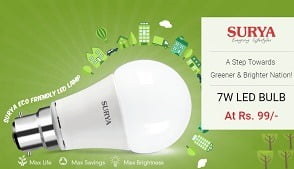 Surya LED Bulb 7 Watt for Rs.99 @ Amazon