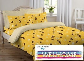 Flat 67% Off- Welhome Snapshot 100% Cotton Double Bedsheet with 2 Pillow Covers