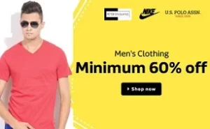 Men’s Top Brand Clothing- Minimum 60% Off starts from Rs.215 @ Flipkart