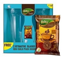 Bru Gold 50g (Coffee) with 2 Glasses Free for Rs.115 @ Amazon