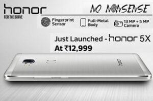 Honor 5X (2GB RAM, 16 GB ROM) with Fingerprint Scanner2.0 for Rs.11900 @ Amazon