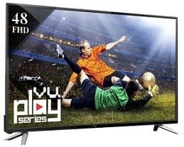 Fast Selling Brand: Vu 122cm (48) Full HD Smart LED TV (3 X HDMI, 3 X USB) with Internet Features for Rs.34990 @ Amazon