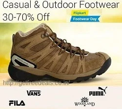 Footwear Day @ Flipkart: Flat 30% to 70% Off on Top Brand Mens Casual / Outdoor Shoes