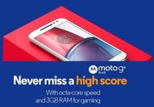 Moto G Plus, 4th Gen (16 GB) for Rs.9,292 @ Amazon