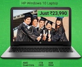 HP Windows 10 Laptop (AMD APU Quad Core, 4GB RAM, 1 TB HDD)