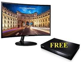 Get FREE Samsung E370 DVD Player worth Rs.2990 with  Samsung Curved Monitor (23.6-inch or 26.5-inch) for Rs.13537 @ Amazon