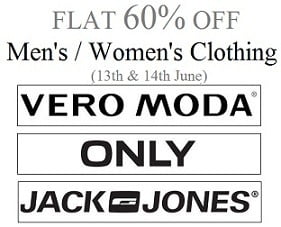 Flat 60% Discount on Men's Women's Top Brands Clothing